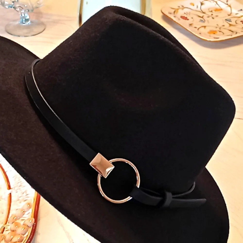 I.N.C Stylish Black Fedora Hat With Adjustable Fit Band. NWT. One Size. - Picture 2 of 11